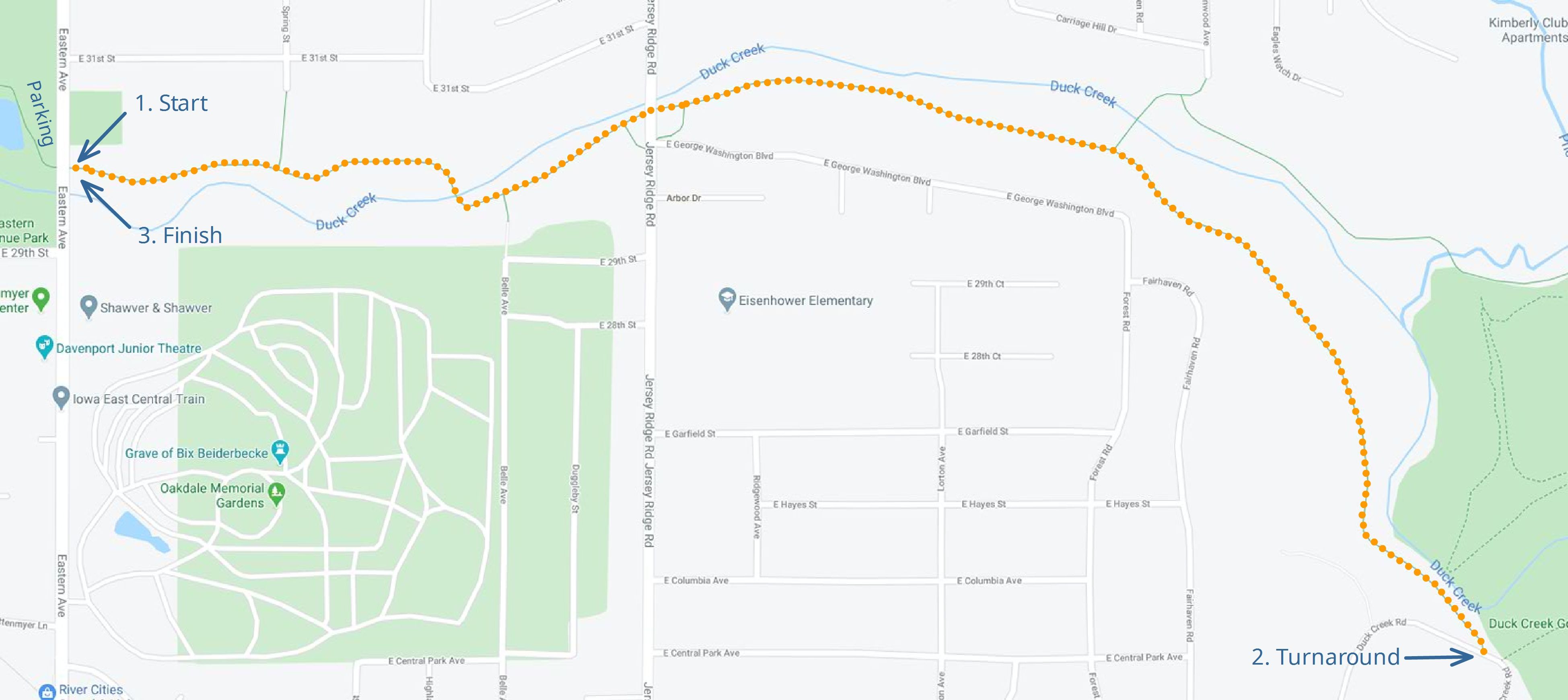 Duck Creek Three Mile map